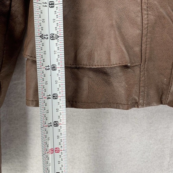 Girls Brown Cherokee Faux Leather Jacket With Faux Fur Trim Kids‎ Small - Picture 7 of 9